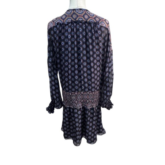 GUC Ramy Brook Silk Boho Print Dress XS Navy Multicolor - Picture 6 of 6